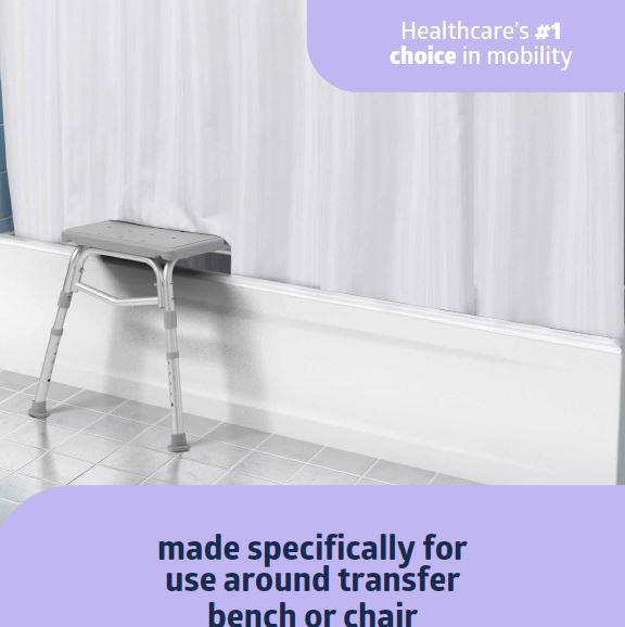Medline Bathe Safe and Easy Kit for Caregivers - Transfer Bench, Shower Curtain & Loofahs