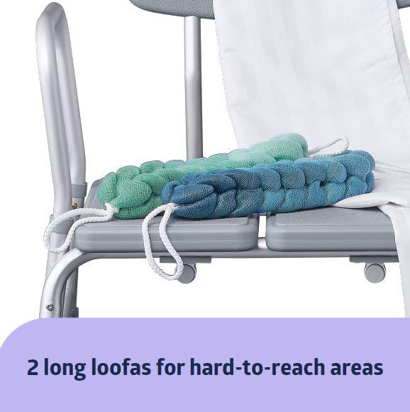 Medline Bathe Safe and Easy Kit for Caregivers - Transfer Bench, Shower Curtain & Loofahs