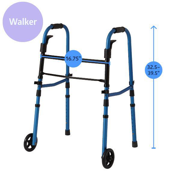 Walk Steady Mobility Kit - Foldable Walker & Hybrid Cane Set for Caregivers