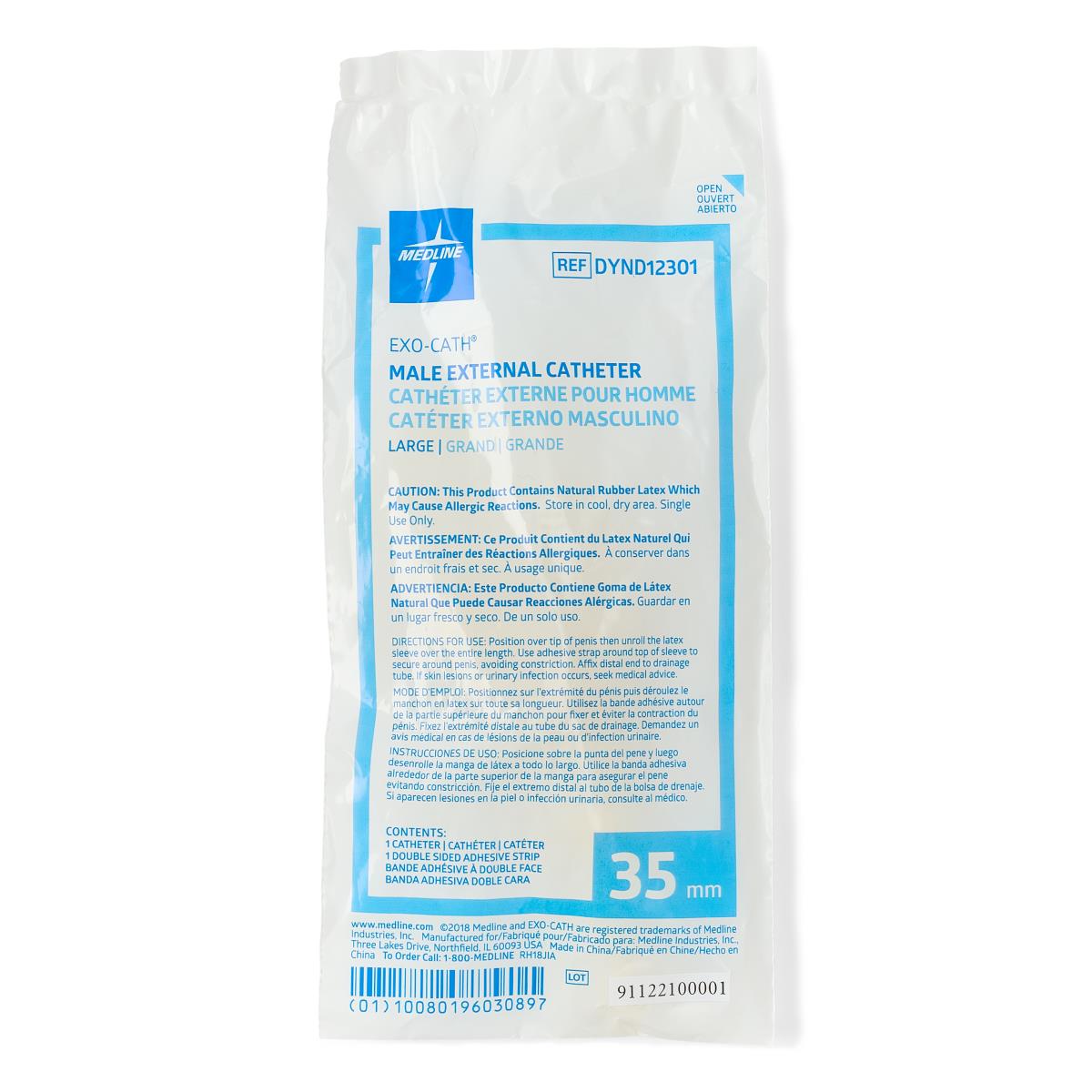 Exo-Cath Latex Male External Catheters by Medline - Secure Adhesive Foam Tape (DYND12303)