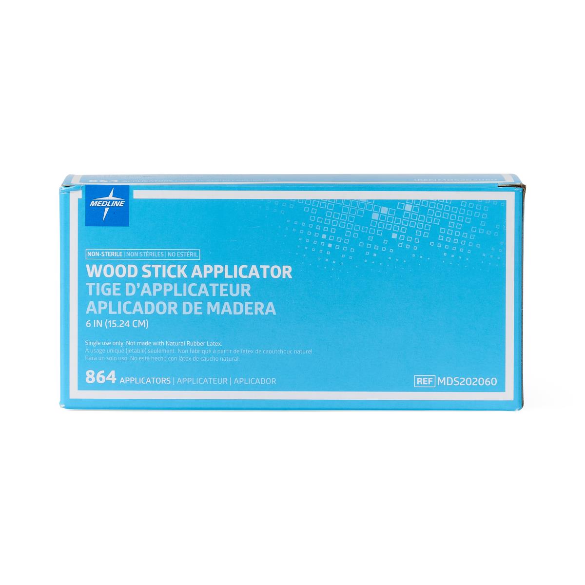 Medline Nonsterile Wooden Applicator Sticks, 6 Inch - Multipurpose Lab & Clinical Use (Box of 1000)