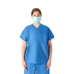 Medline Unisex Disposable Scrub Shirt - Breathable SMS Material with Chest Pocket