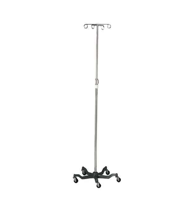 Medline Aluminum Five Leg IV Pole - Heavy Duty 18lb Cast Iron Base, Height Adjustable 48-80 Inches (Case of 2)