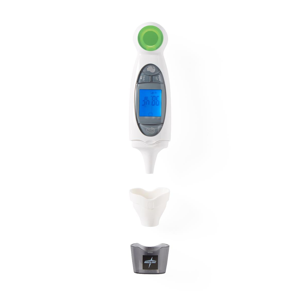 Medline Talking Ear and Forehead Thermometer - Dual Mode Infrared Digital Thermometer for Home Use