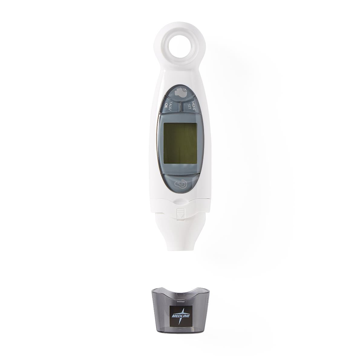 Medline Talking Ear and Forehead Thermometer - Dual Mode Infrared Digital Thermometer for Home Use