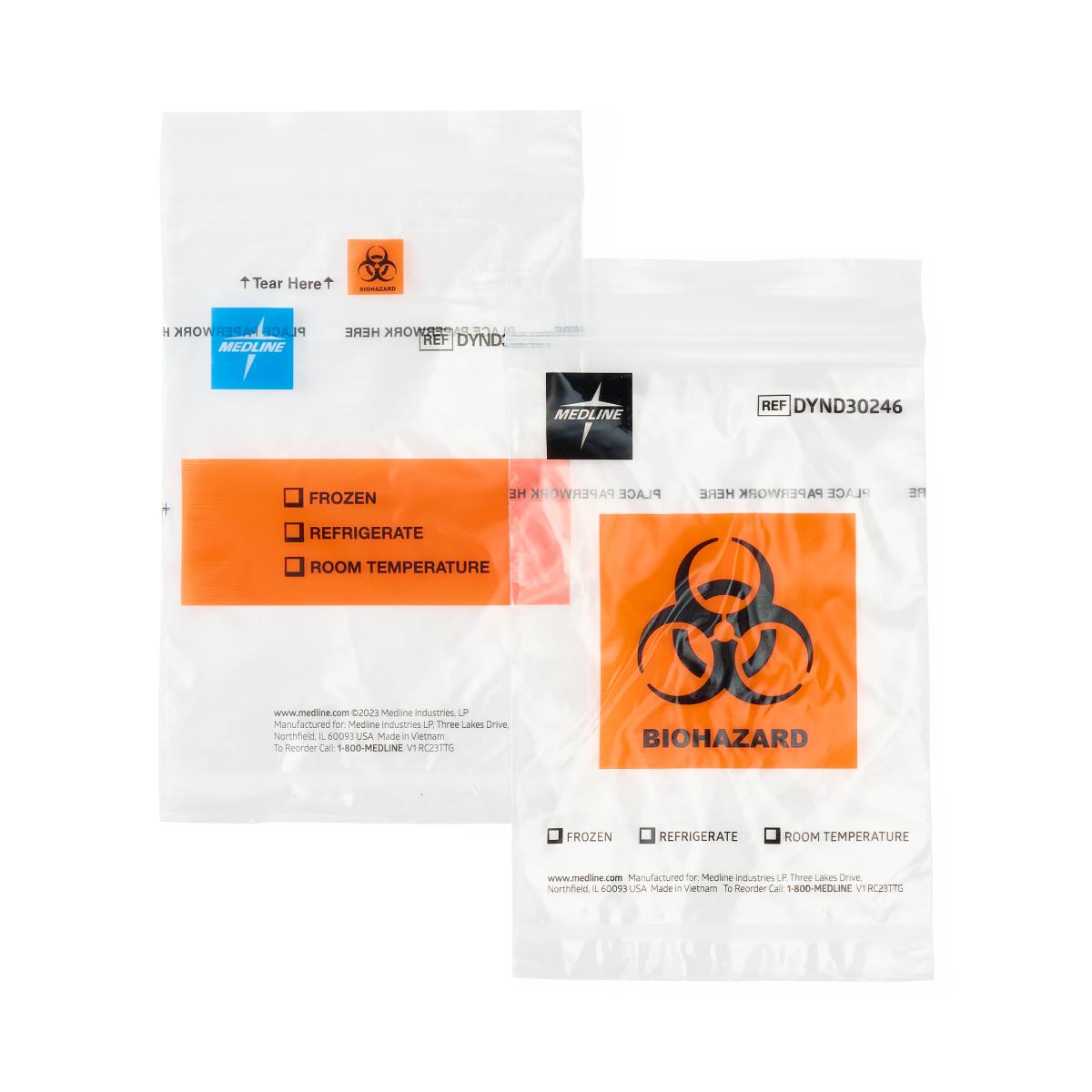 Medical Specimen Transport Bag with Zip Closure - 12 x 15 Inch Biohazard Bags (2 mil)