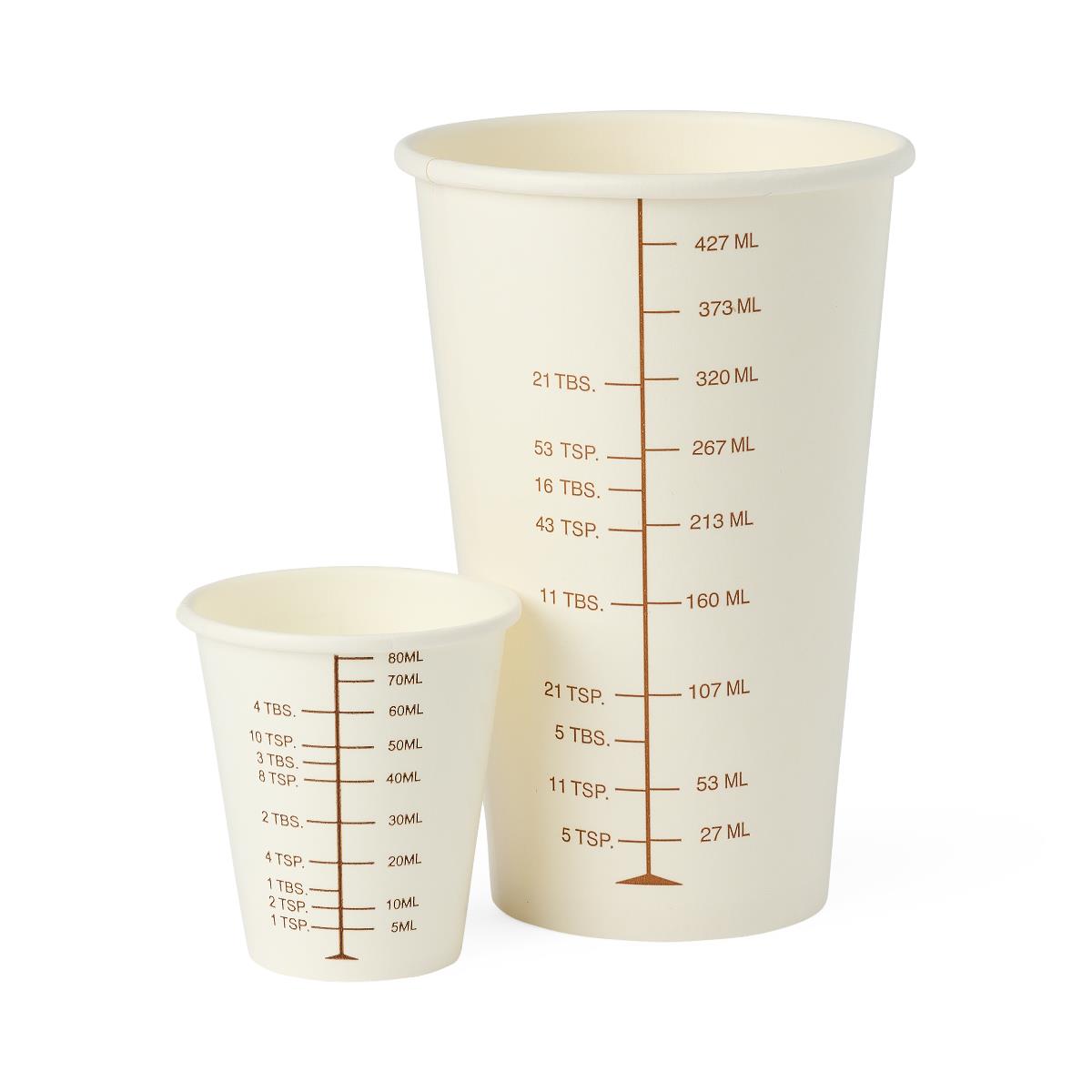 Medline Graduated Disposable Paper Drinking Cups - Eco-Friendly Sugarcane Fiber with Measurement Markings (3oz & 16oz)