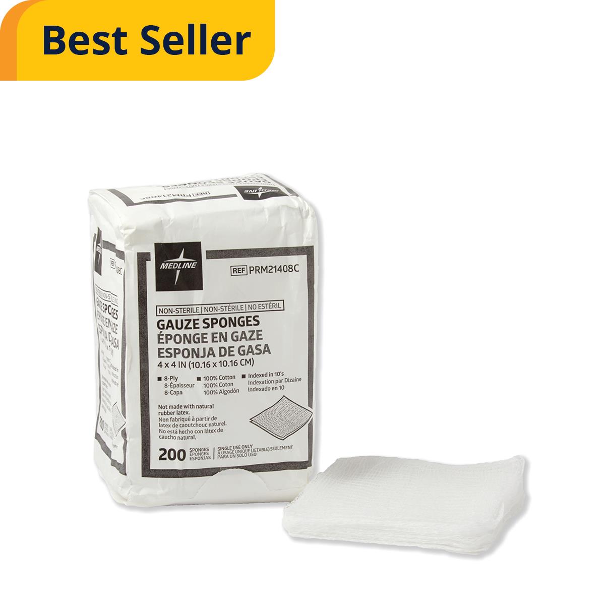 Medline Woven Gauze Sponges - 100% Cotton Nonsterile Medical Wound Care Dressing (PRM21212C)