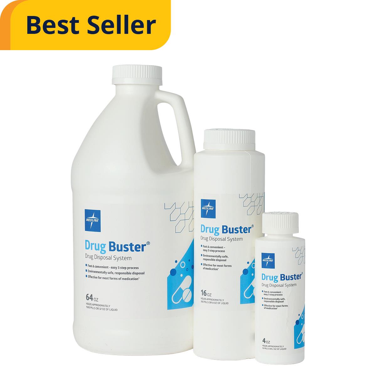 Medline Drug Buster Drug Disposal System - Safe Medication Disposal Solution (4oz, 16oz, 64oz)