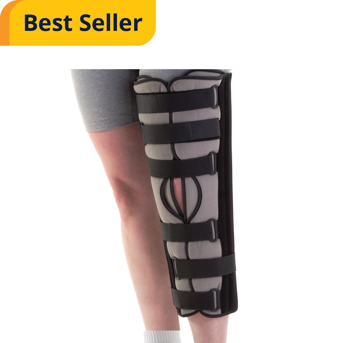 Universal Tri-Panel Knee Immobilizer - Medical Grade Support Brace with Aluminum Stays