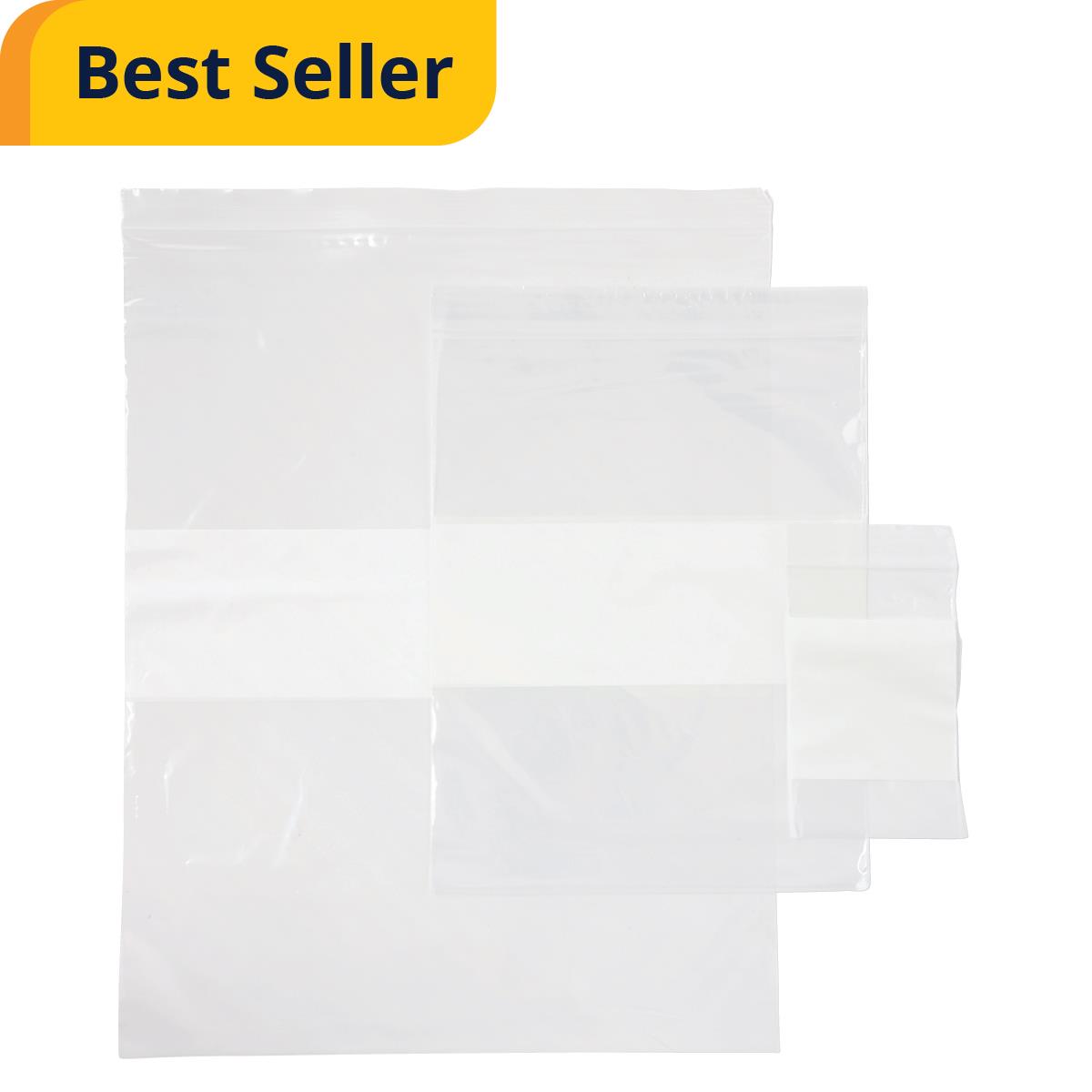 Medical Plastic Zip Closure Bags with White Write-On Block - 2 Mil Reclosable Storage