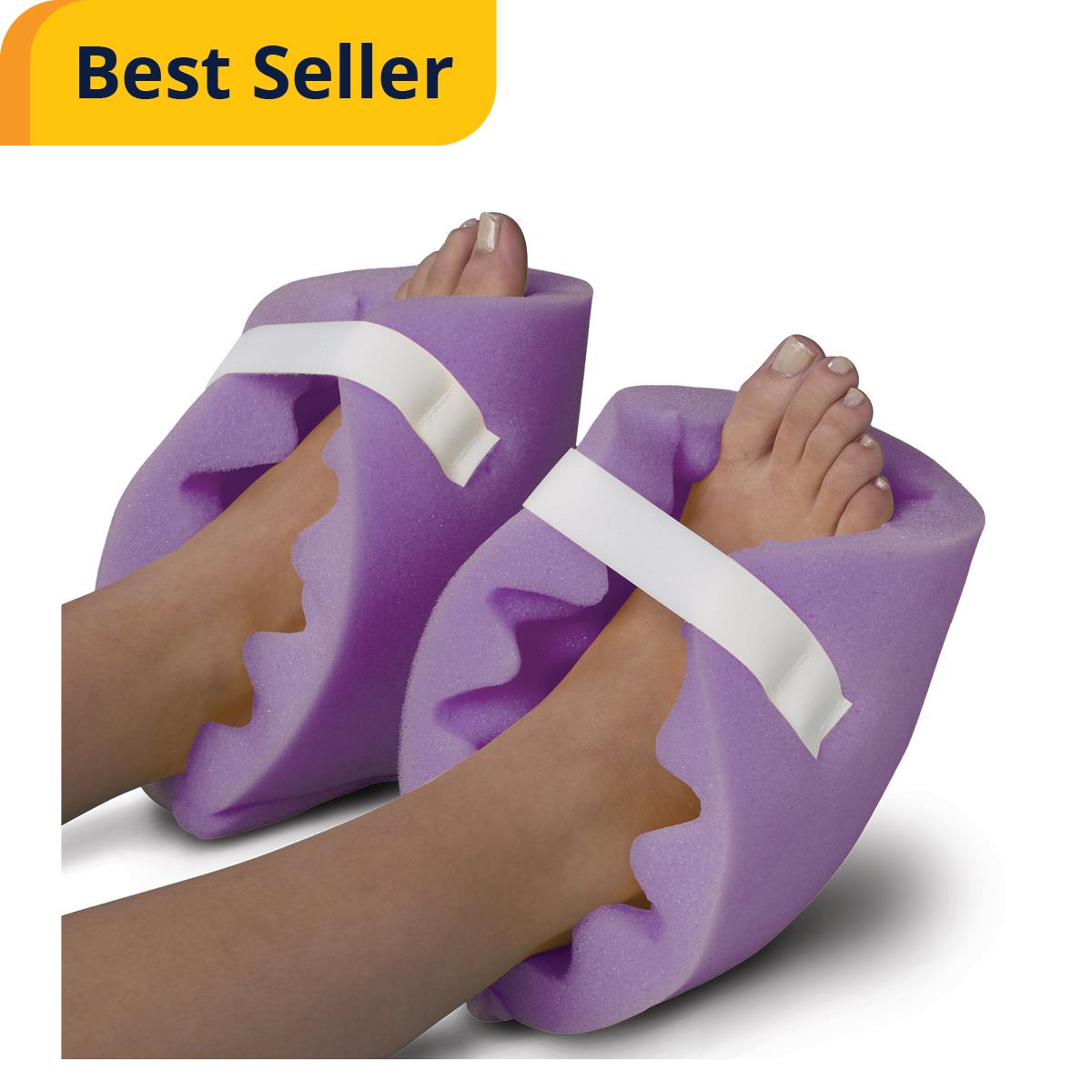 Medline Convoluted Foam Heel Protector Foot Positioner - Purple, Hook & Loop Closure