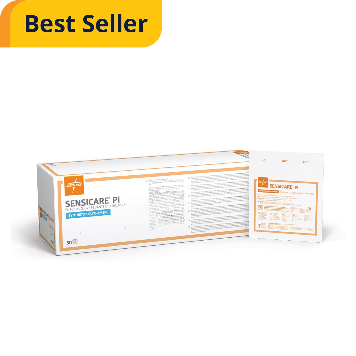 SensiCare PI Surgical Gloves - Latex-Free Polyisoprene Sterile Gloves Size 7.5