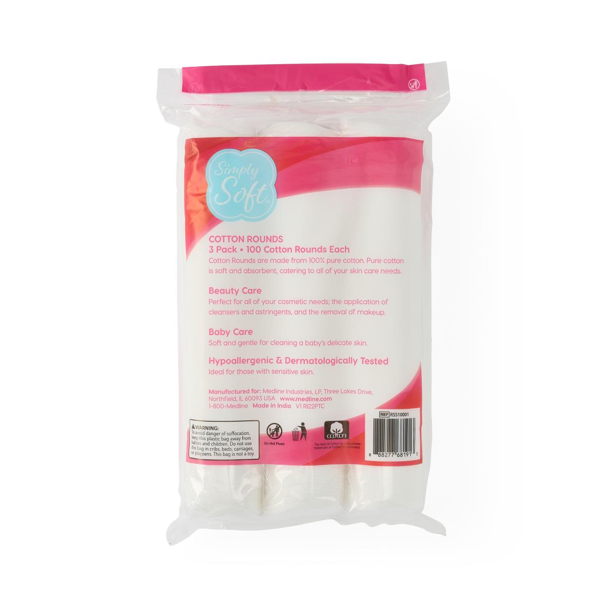 Simply Soft Cotton Rounds - 100% Pure Cotton, Dual-Textured for Skincare & Makeup Removal