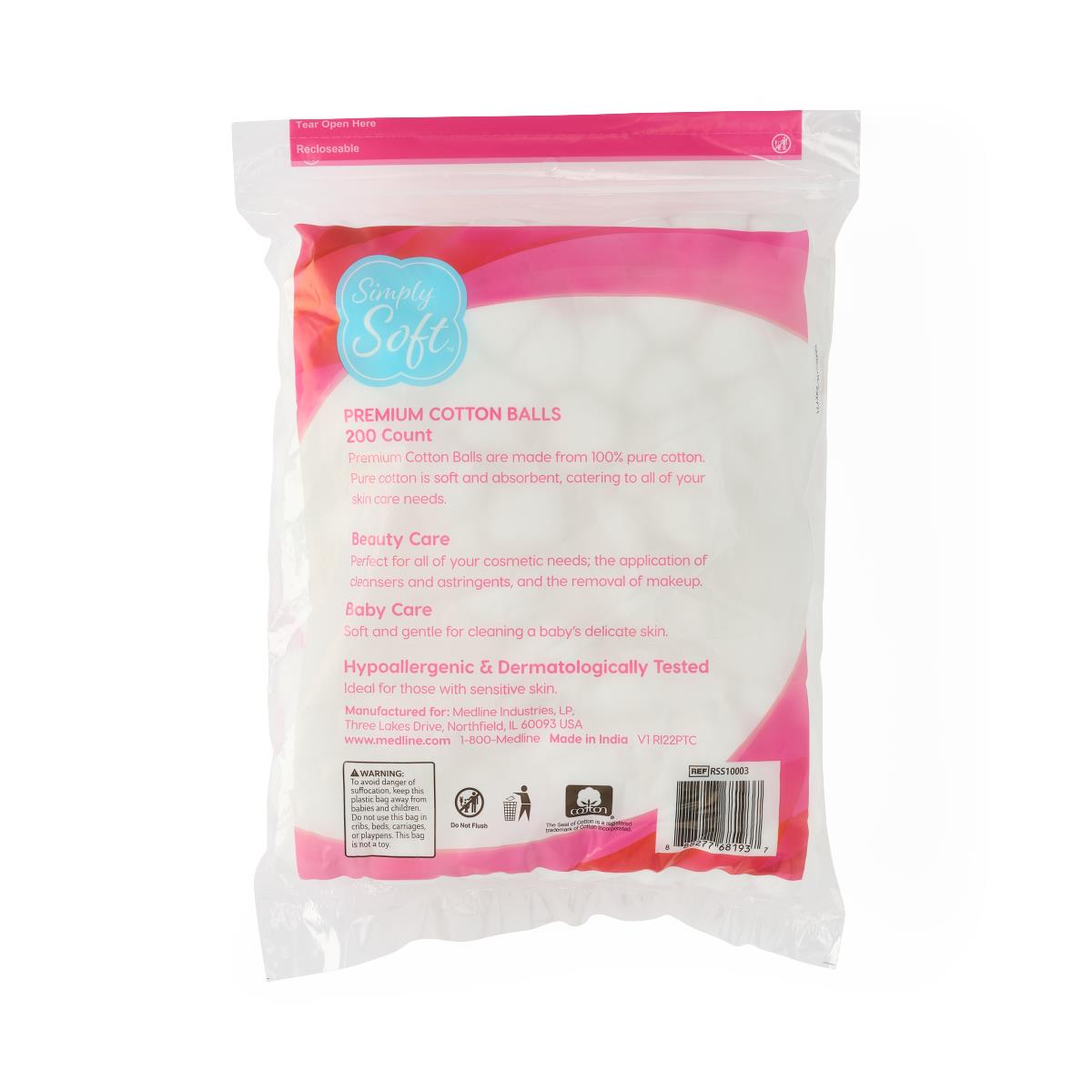 Simply Soft Premium Jumbo Cotton Balls - 100% Pure Natural Cotton Rounds for Skincare, Makeup Removal & First Aid