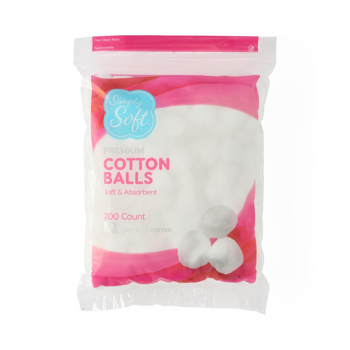 Simply Soft Premium Jumbo Cotton Balls - 100% Pure Natural Cotton Rounds for Skincare, Makeup Removal & First Aid