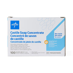 Medline Castile Soap Concentrate - Pure Coconut Oil Formula, 0.33 oz Single-Use Packets