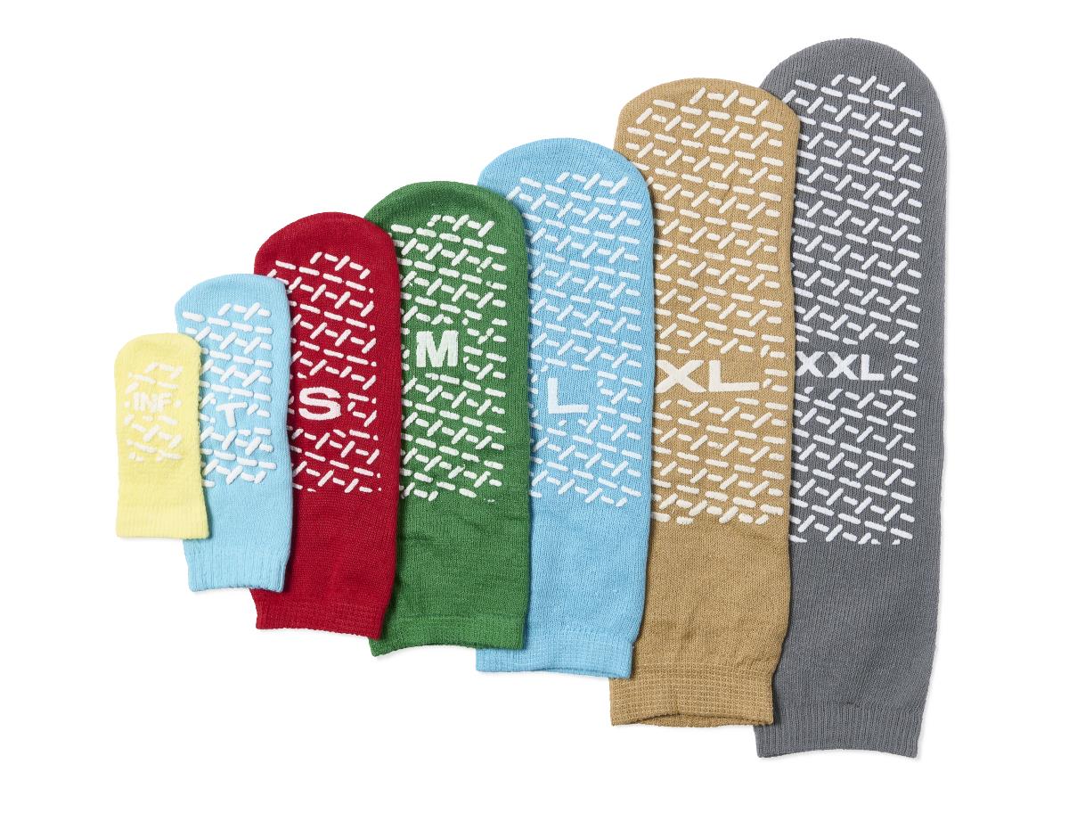 Single-Tread Patient Slippers - Non-Slip Hospital Socks with Terry Cloth Interior