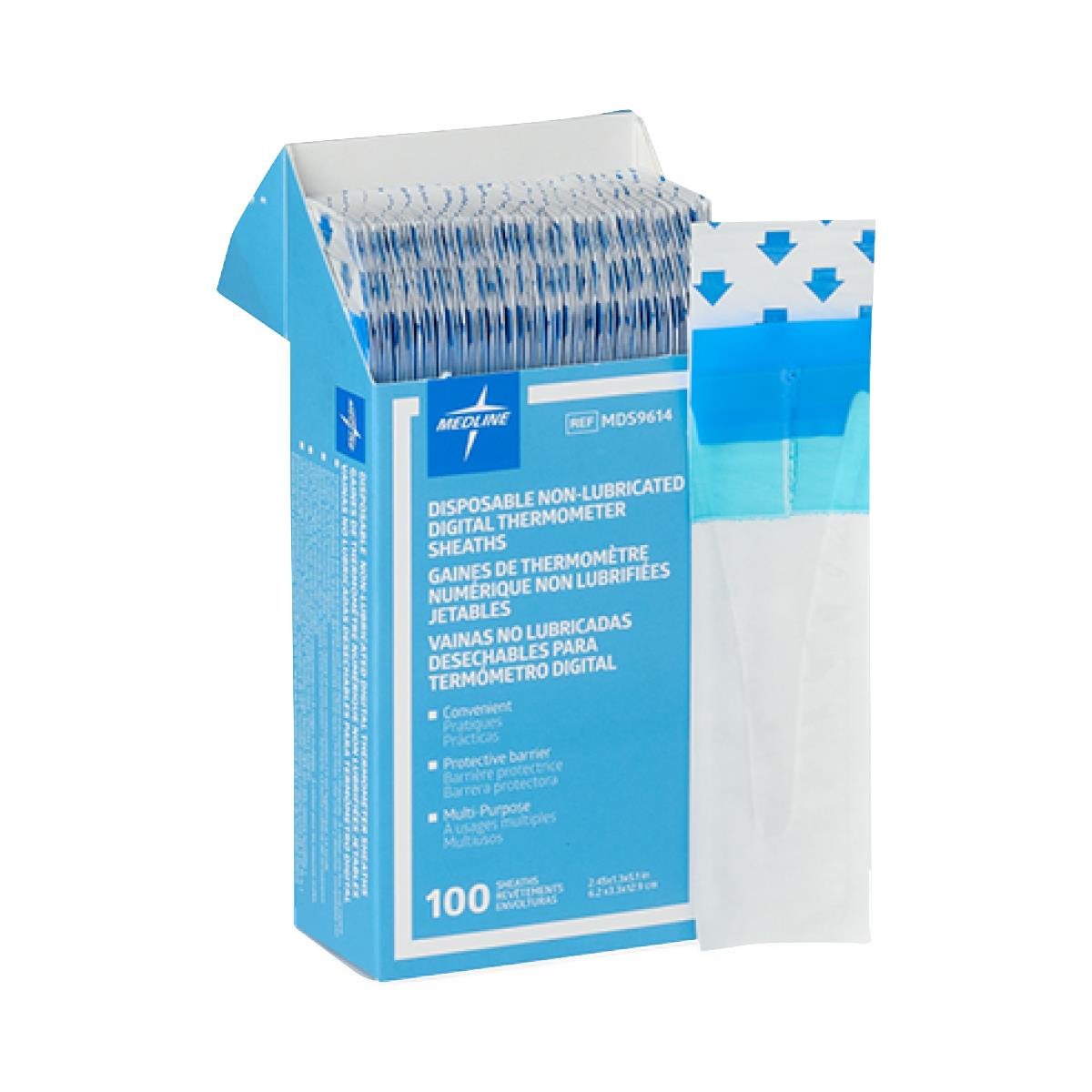 Medline Digital Oral Thermometer Sheaths - Disposable Probe Covers, 100/Package