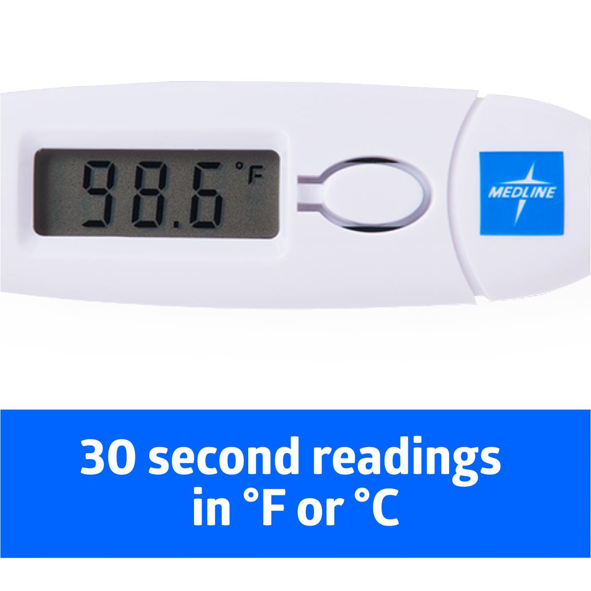 30-Second Oral Digital Stick Thermometer - Clinical Grade with Memory Function & Probe Sheaths