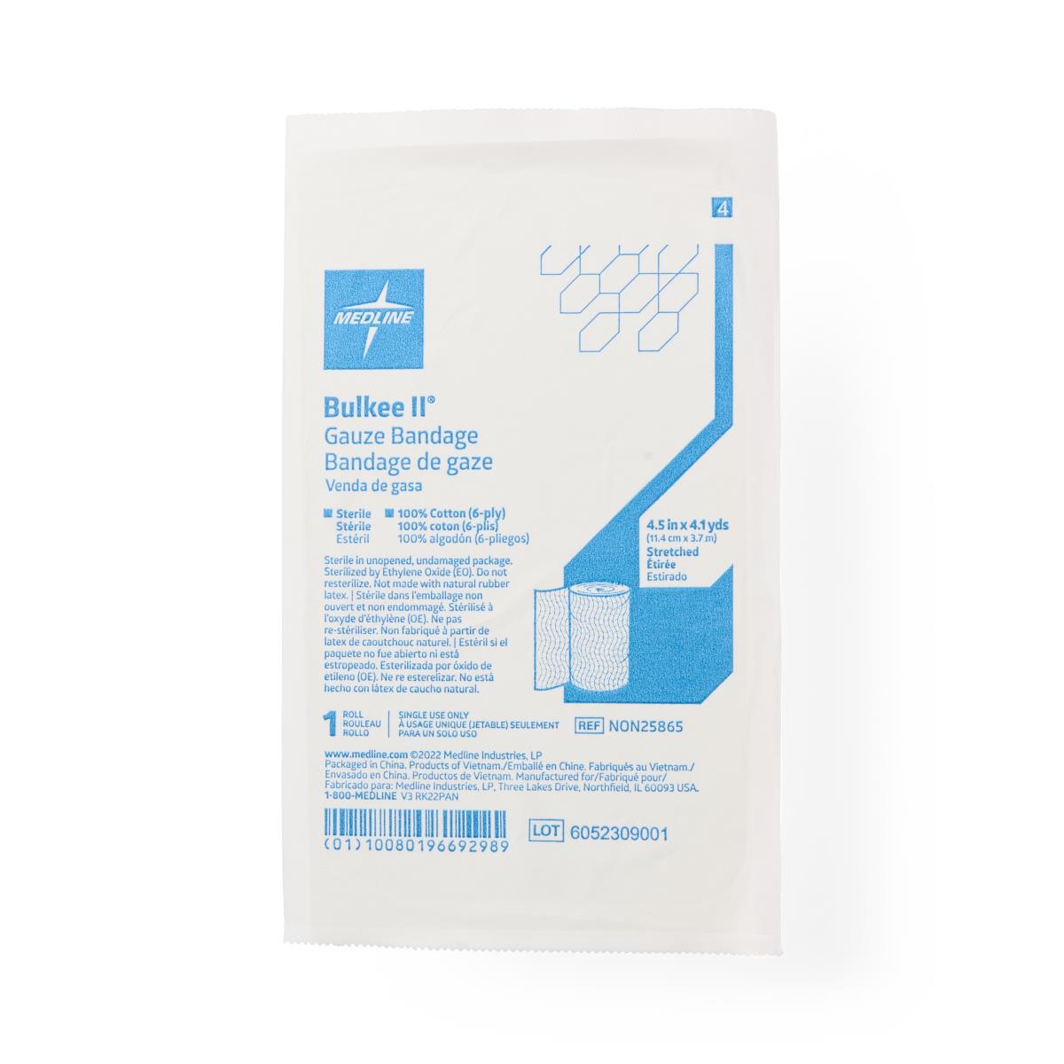 Bulkee II Sterile Cotton Gauze Bandage - 6-Ply Wound Care Dressing with Enhanced Absorbency