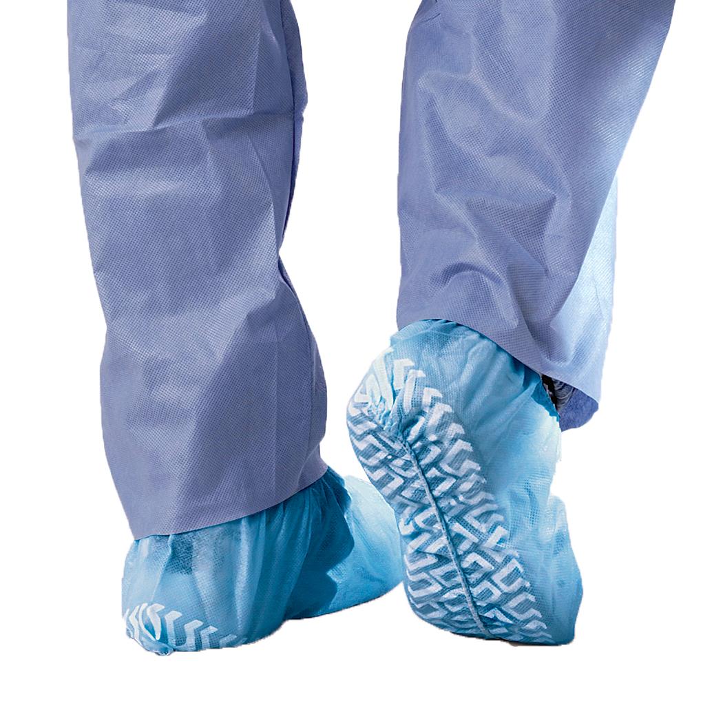 Medline Nonskid Spunbond Polypropylene Shoe Covers - Disposable Non-Slip Protective Footwear for Medical & Cleanroom Use