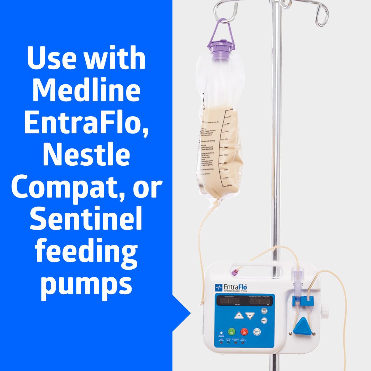 EntraFlo Feeding Pump Spike Set with ENFit Connector - Latex-Free Safety Spike