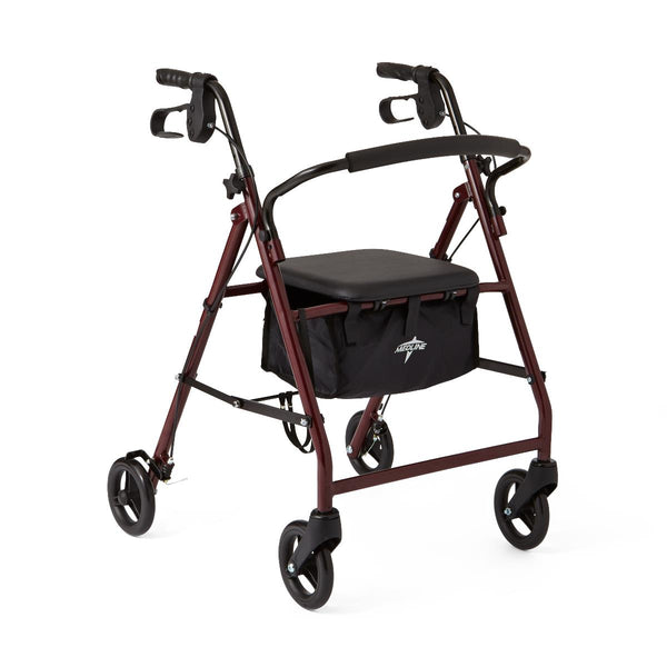 Basic Rollator Walker with Padded Seat and Backrest - Purple, 250 lb Capacity