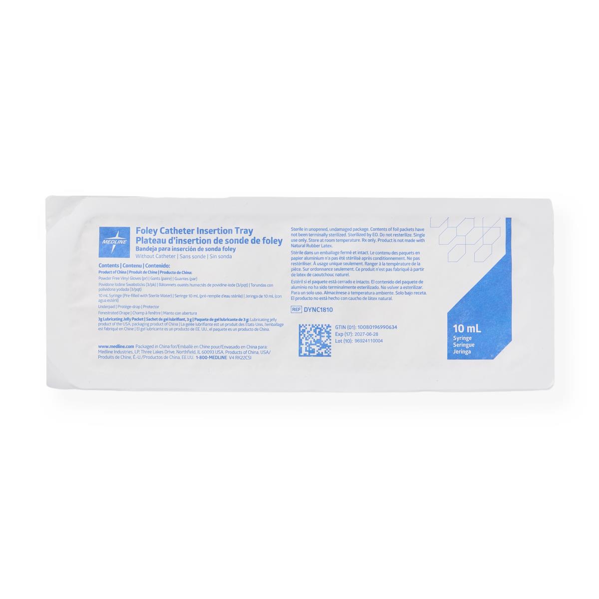 Foley Catheter Insertion Tray with BZK Swabstick - Sterile Medical Kit