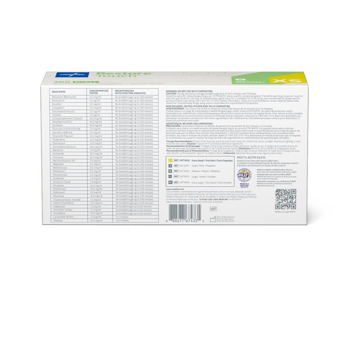 Medline Restore Touch Nitrile Exam Gloves with MaxOat+ Colloidal Oatmeal - Chemo Tested