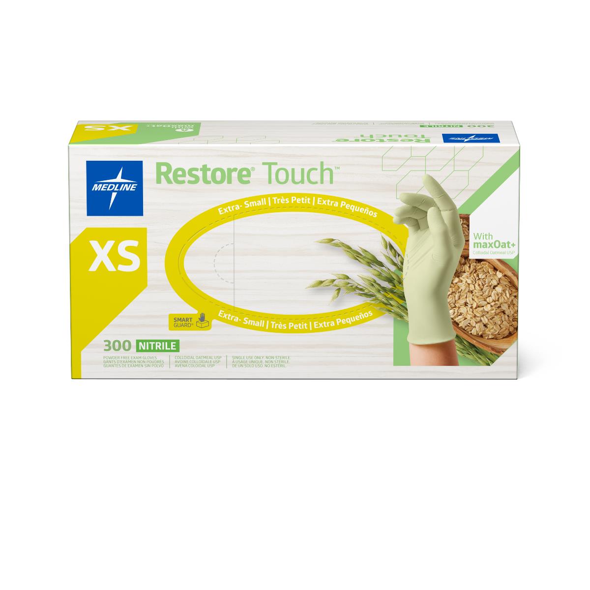 Medline Restore Touch Nitrile Exam Gloves with MaxOat+ Colloidal Oatmeal - Chemo Tested