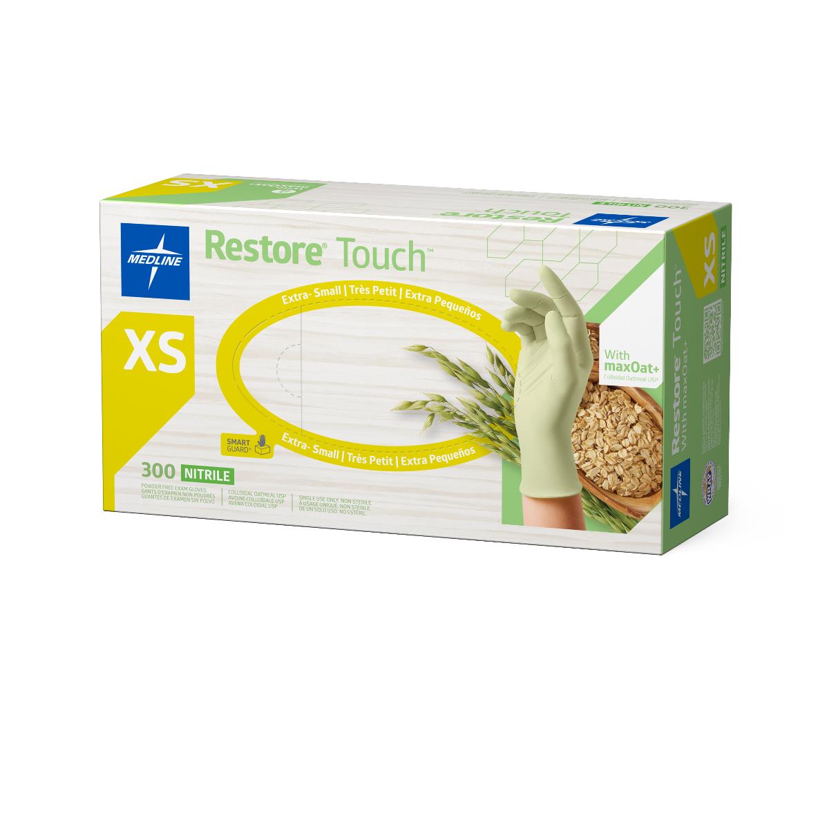 Medline Restore Touch Nitrile Exam Gloves with MaxOat+ Colloidal Oatmeal - Chemo Tested