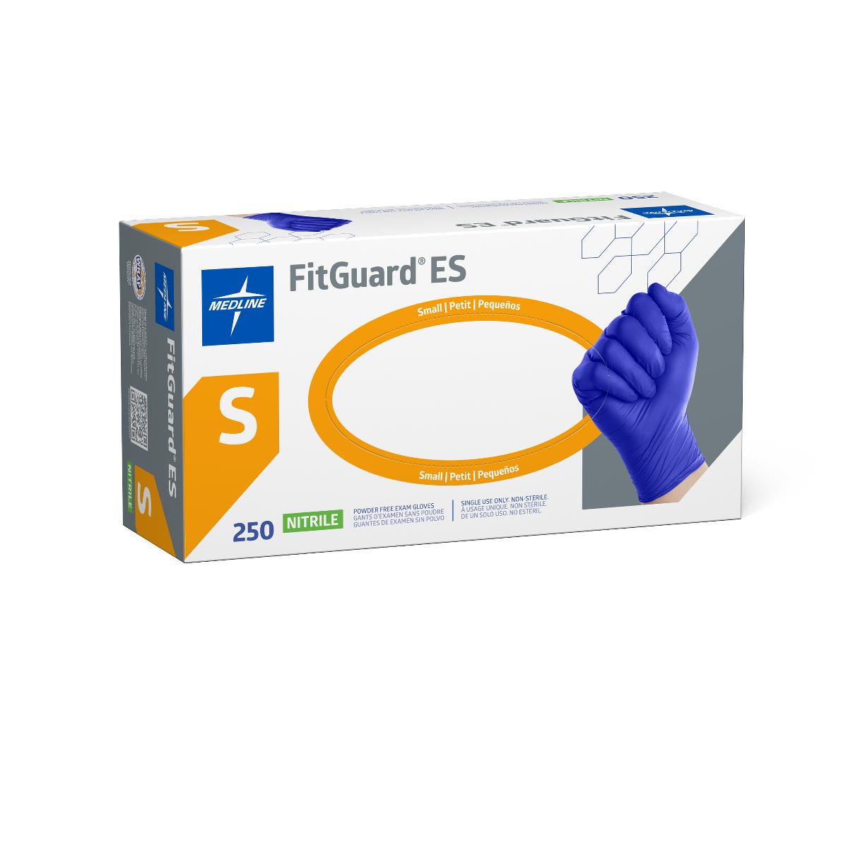 Medline FitGuard ES Select Nitrile Exam Gloves - Powder-Free, Textured Grip, Chemo Tested, Blue