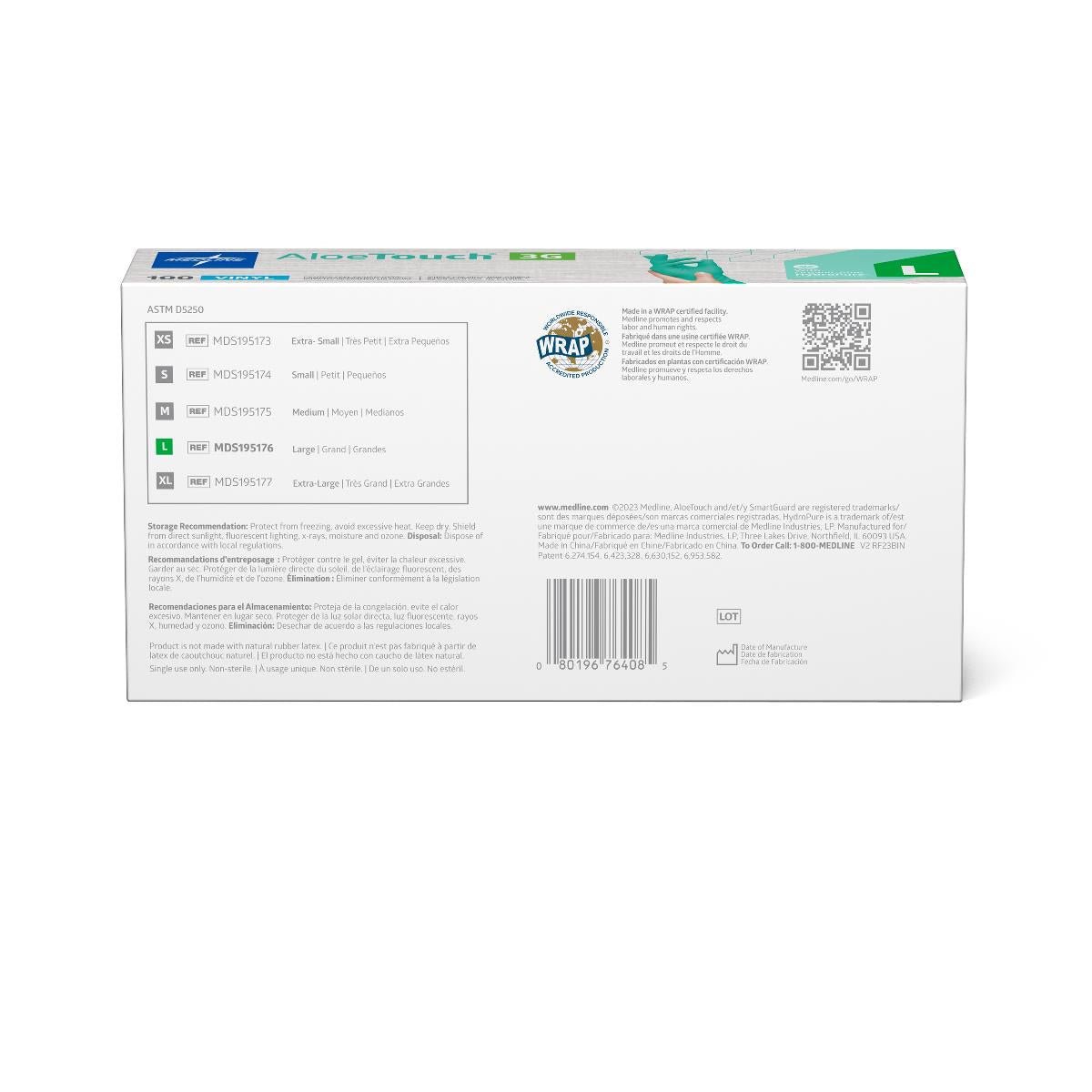 AloeTouch 3G Exam Gloves with Aloe Coating Green - Advanced Polymer Vinyl Gloves