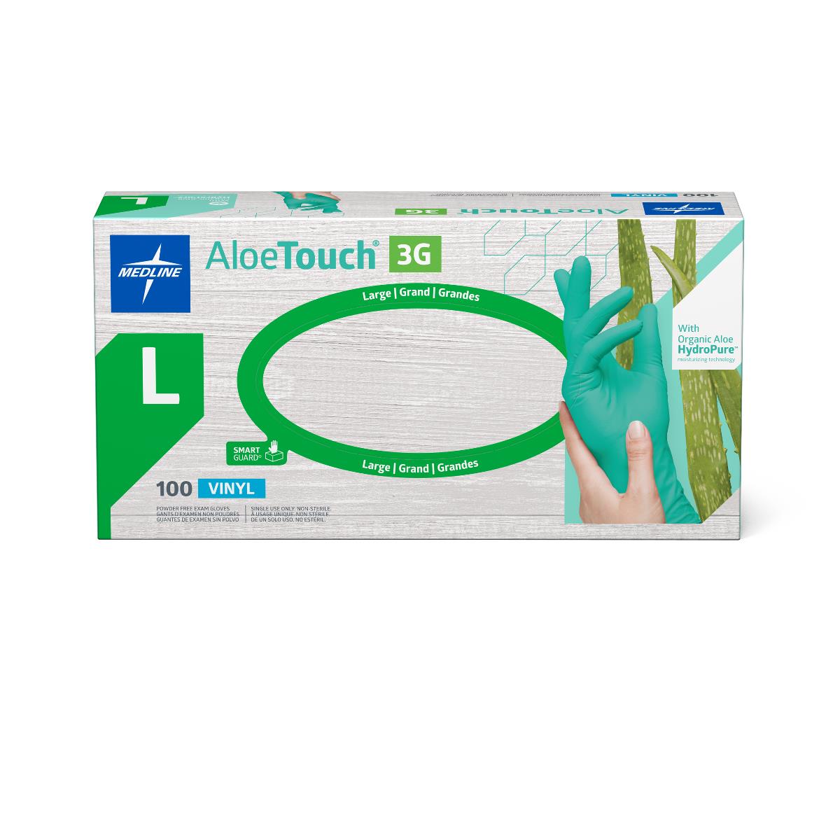 AloeTouch 3G Exam Gloves with Aloe Coating Green - Advanced Polymer Vinyl Gloves