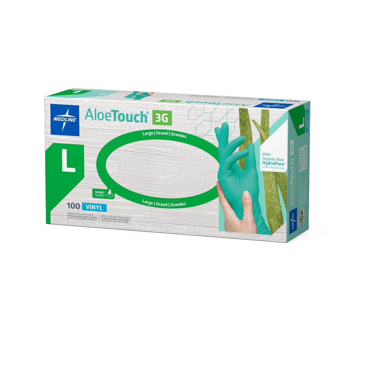 AloeTouch 3G Exam Gloves with Aloe Coating Green - Advanced Polymer Vinyl Gloves