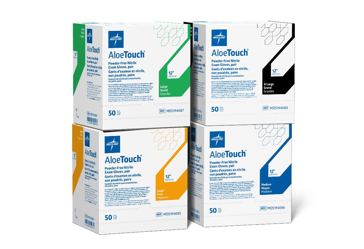AloeTouch Sterile 12" Powder-Free Nitrile Exam Gloves - Extended Cuff with Aloe Coating