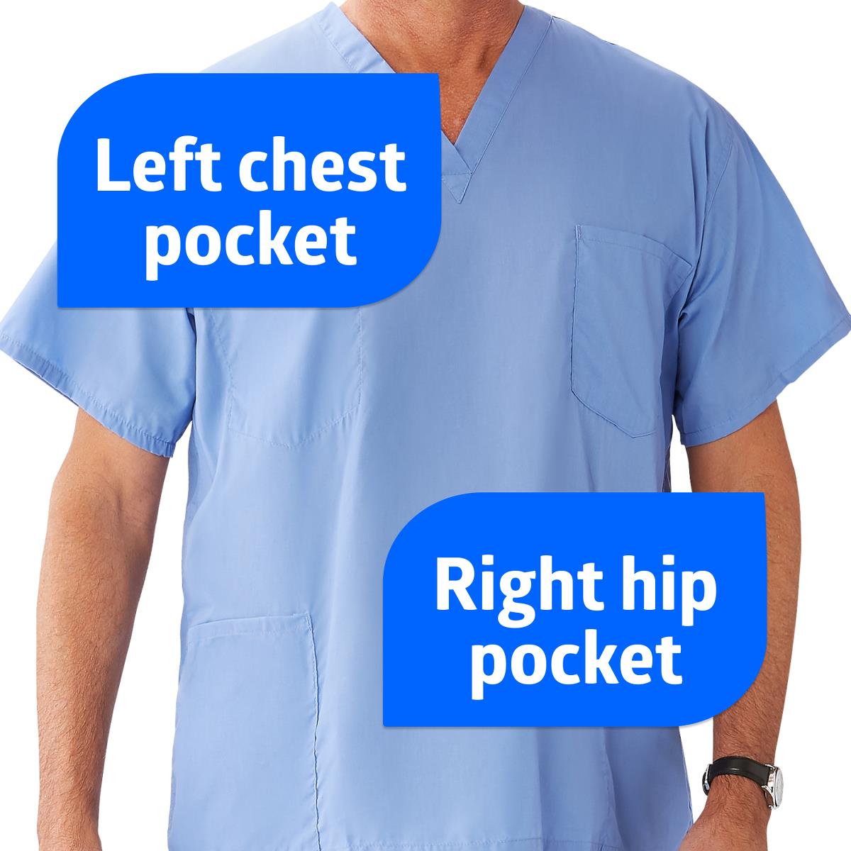 Medline Encore Unisex Reversible V-Neck 2-Pocket Scrub Top - Ceil Blue