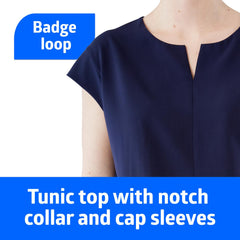Women's Scrub Tunic Tops with Notch Collar - Professional Medical Uniform Top