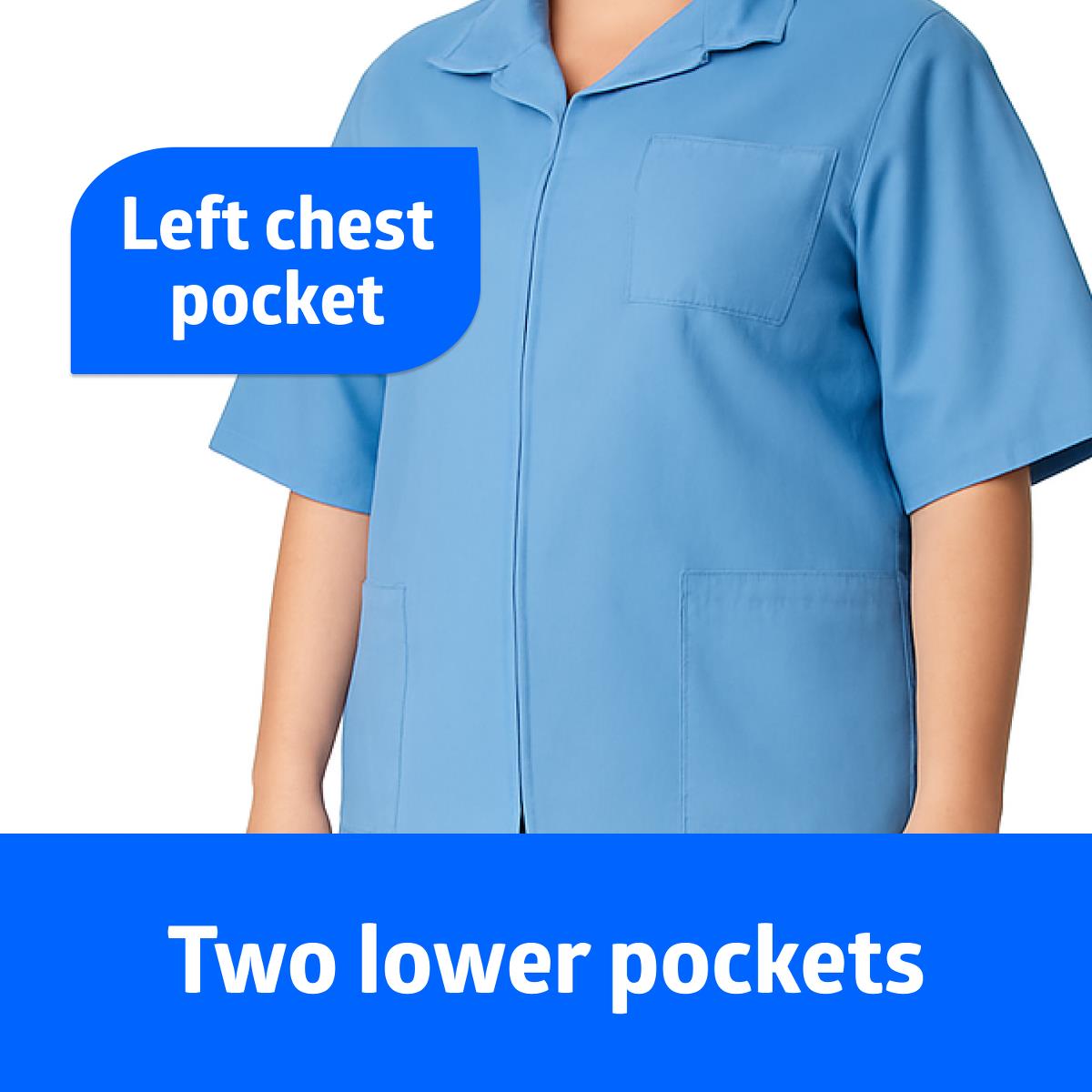 Unisex Zip Front Smock - Professional Medical Scrub Top with Pockets