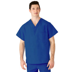 Unisex Reversible V-Neck Scrub Top - 2 Pockets, Cotton Blend