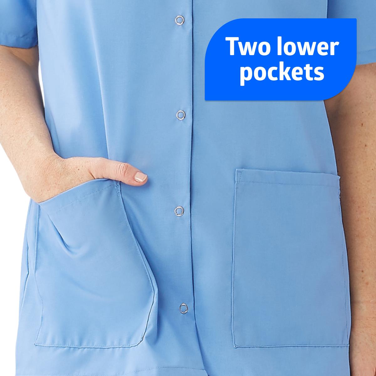 Medline Women's Snap-Front Jewel Neckline Scrub Top - Professional Medical Uniform