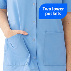 Medline Women's Snap-Front Jewel Neckline Scrub Top - Professional Medical Uniform