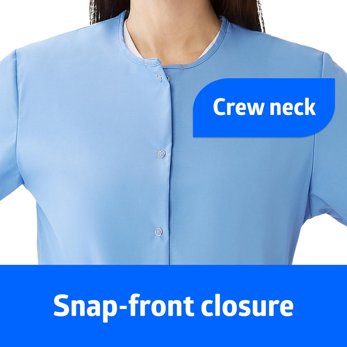 Medline Women's Snap-Front Jewel Neckline Scrub Top - Professional Medical Uniform