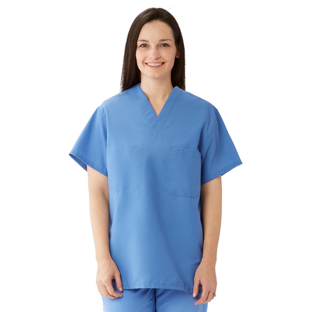 Professional Reversible Unisex Scrub Top with 2 Pockets - Polyester Cotton Blend Medical Uniform