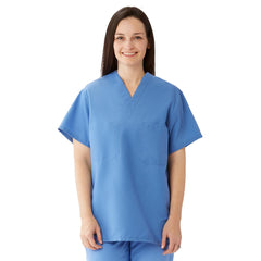 Professional Reversible Unisex Scrub Top with 2 Pockets - Polyester Cotton Blend Medical Uniform