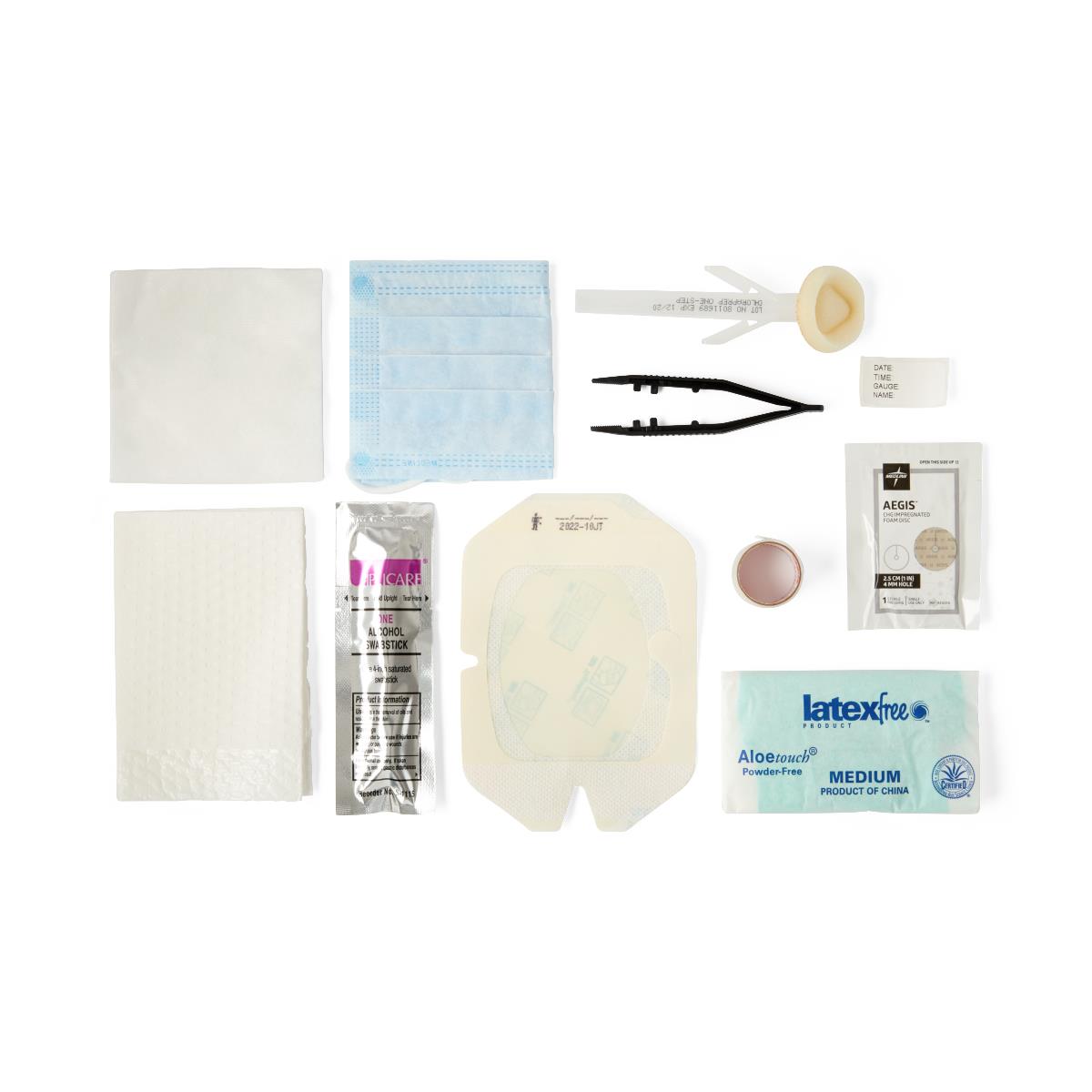 Medline Central Line Dressing Change Tray with CHG and ChloraPrep - Sterile Medical Procedure Kit