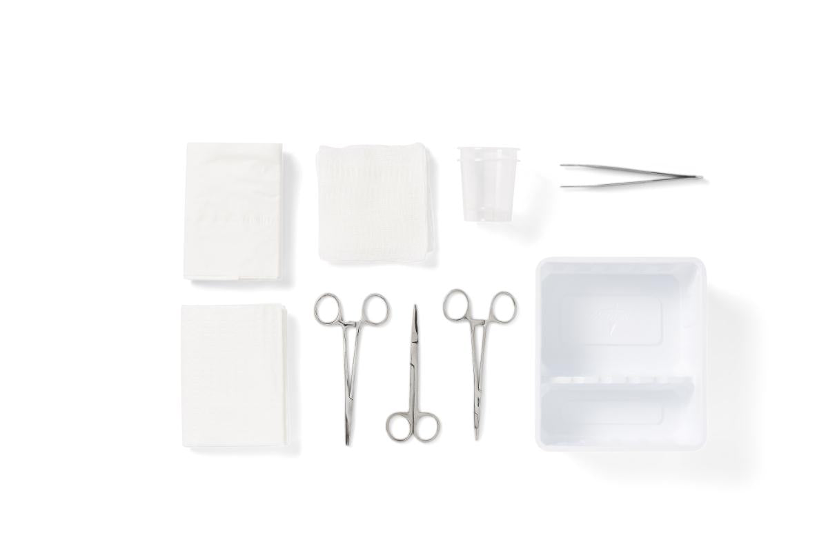 Medline Standard Laceration Tray - Complete Sterile Wound Repair Kit with Instruments (Case of 20)
