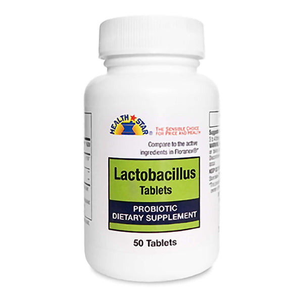 Health Star Lactobacillus Probiotic Supplement Tablets - 50 Count for Infant Colic Relief
