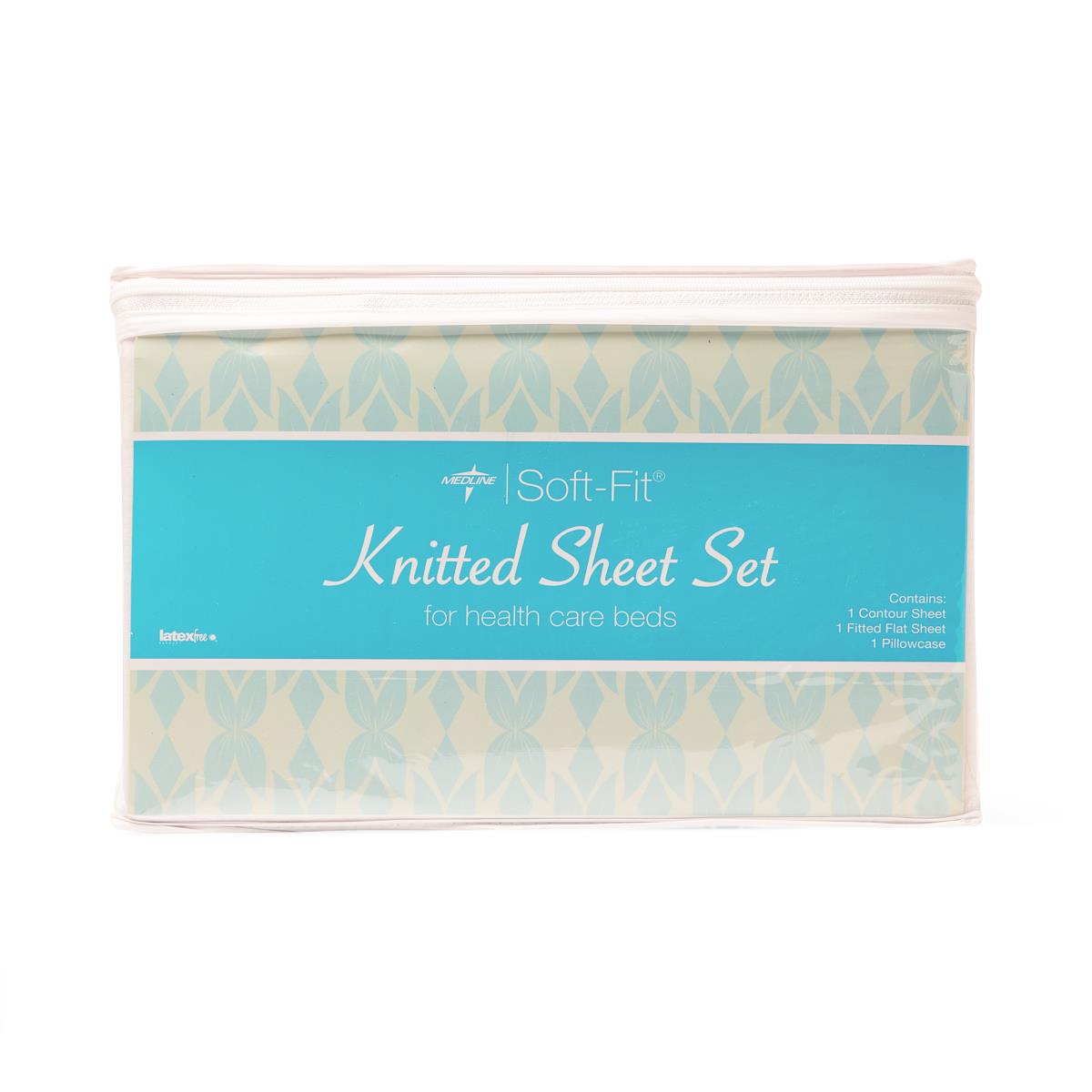 Medline Soft-Fit Knitted Flat Sheets - Premium Cotton-Poly Blend Hospital Linens with 14" Gusset
